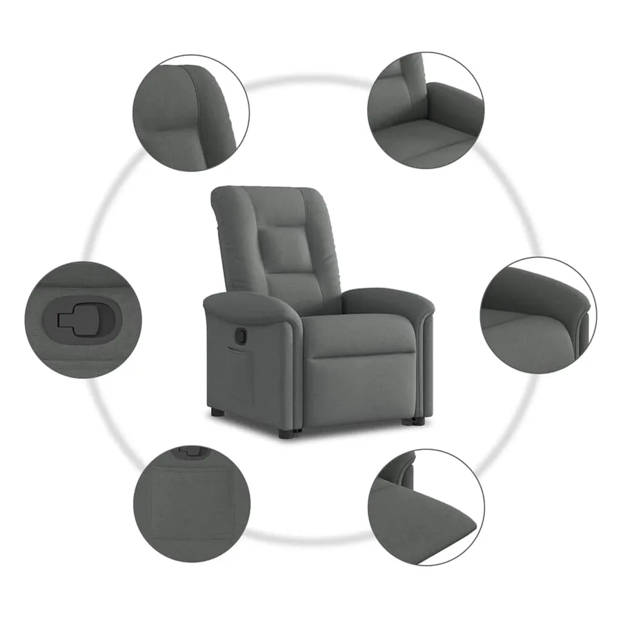Fauteuil inclinable Gris foncé Tissu - 10