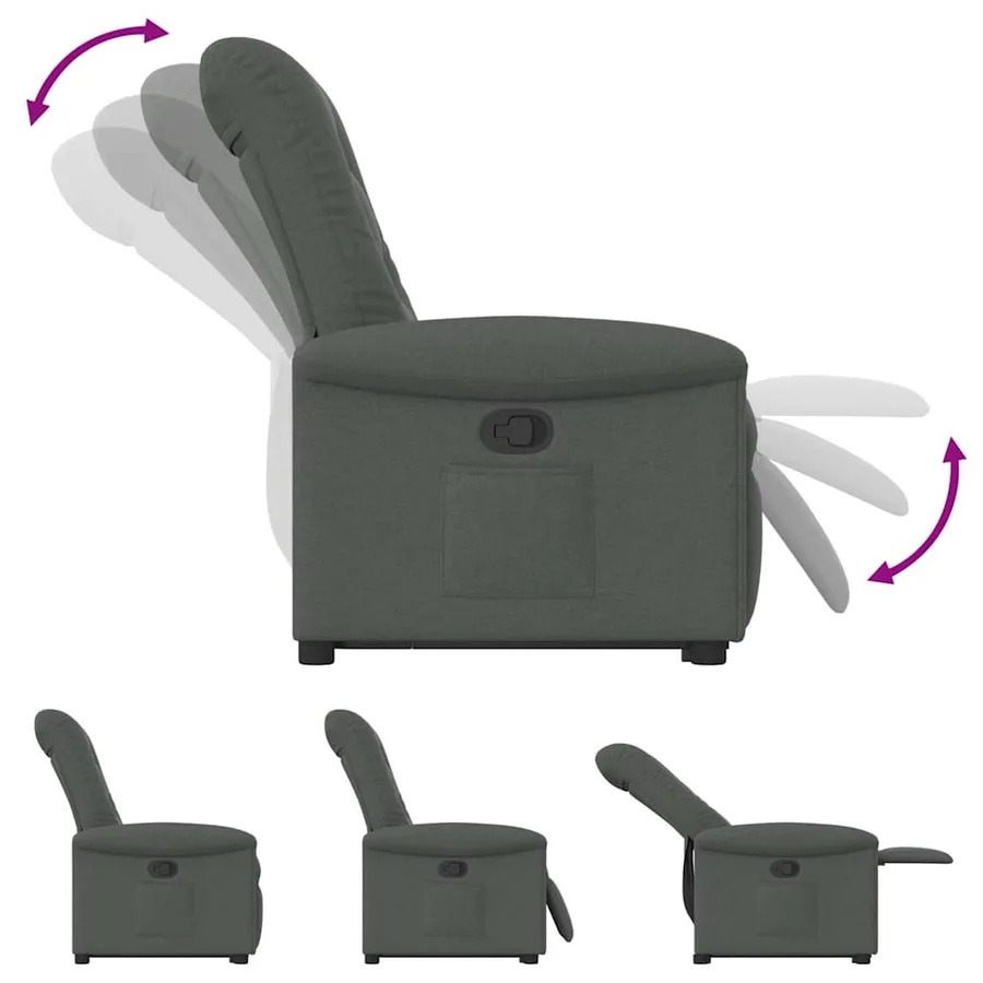 Fauteuil inclinable Gris foncé Tissu - 7