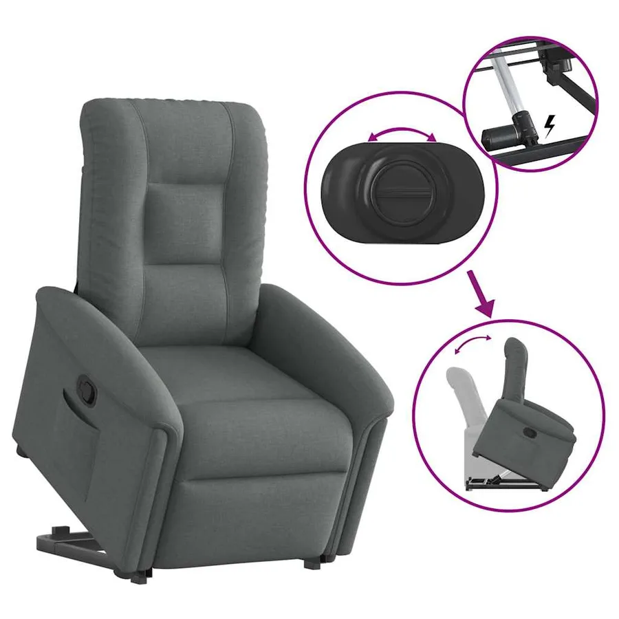 Fauteuil inclinable Gris foncé Tissu - 8