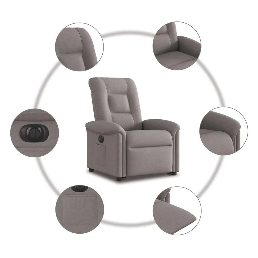 Fauteuil inclinable électrique taupe tissu - 11