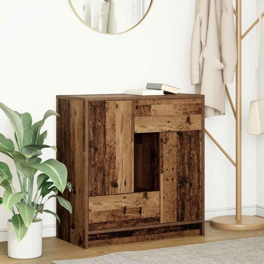 Buffet avec tiroirs et portes vieux bois 70,5x34x74,5 cm