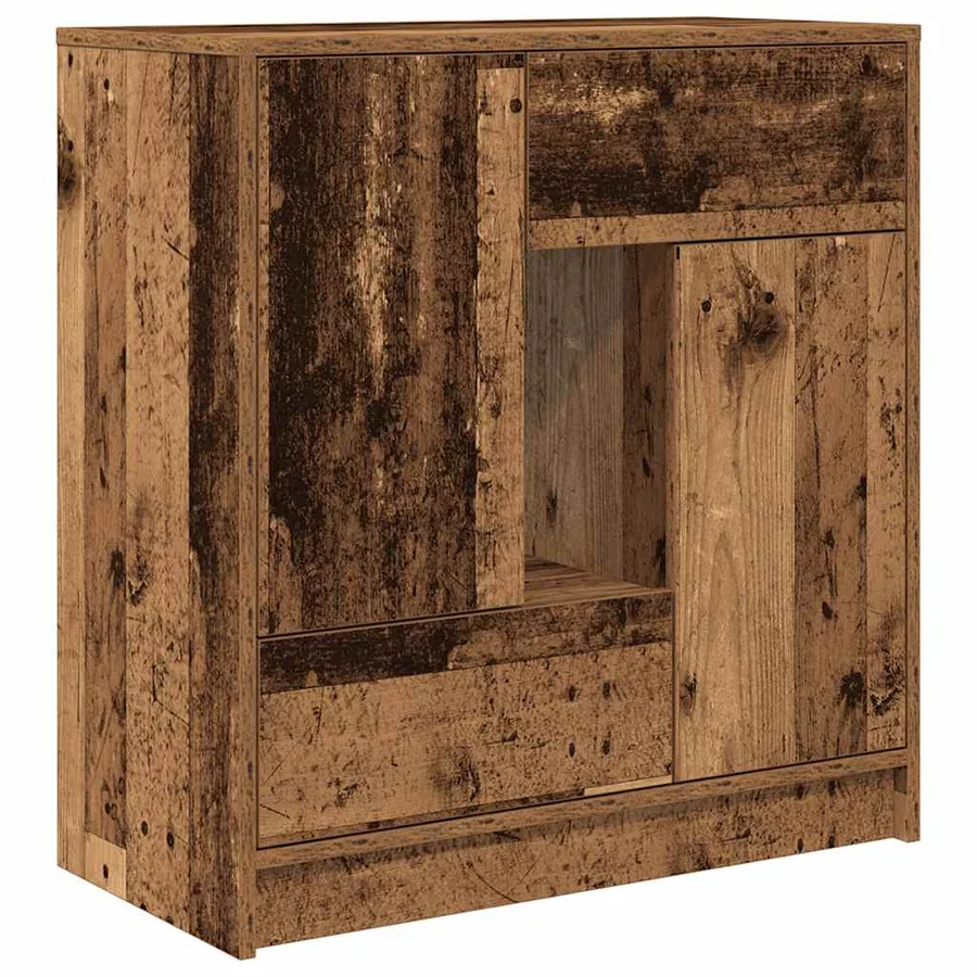 Buffet avec tiroirs et portes vieux bois 70,5x34x74,5 cm - 2