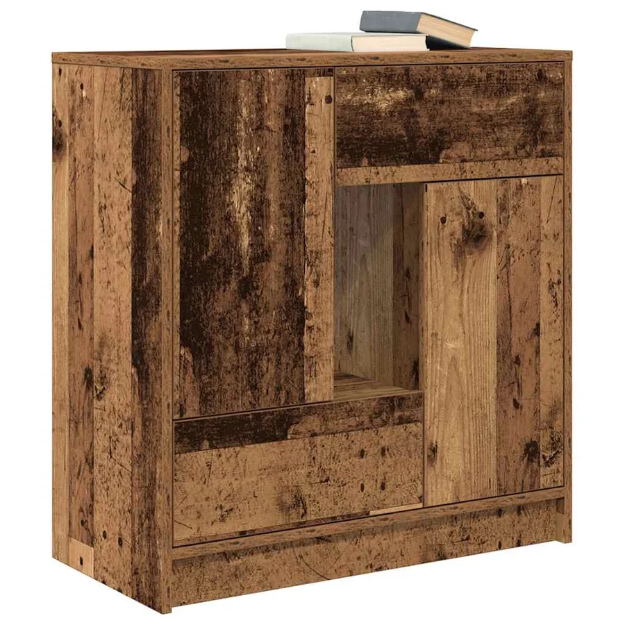 Buffet avec tiroirs et portes vieux bois 70,5x34x74,5 cm - 4