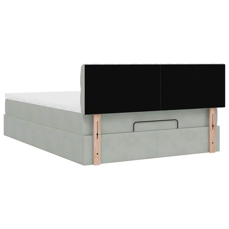 Cadre de lit ottoman avec matelas gris clair 140x200 cm velours - 10