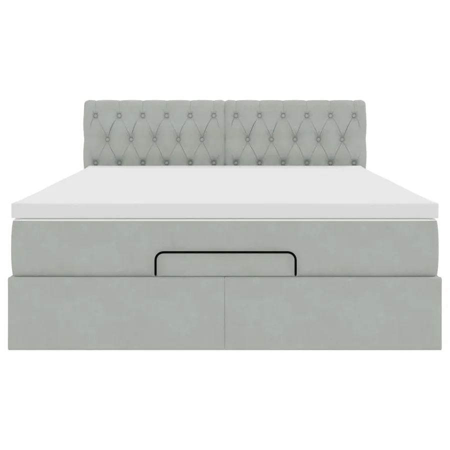 Cadre de lit ottoman avec matelas gris clair 140x200 cm velours - 6