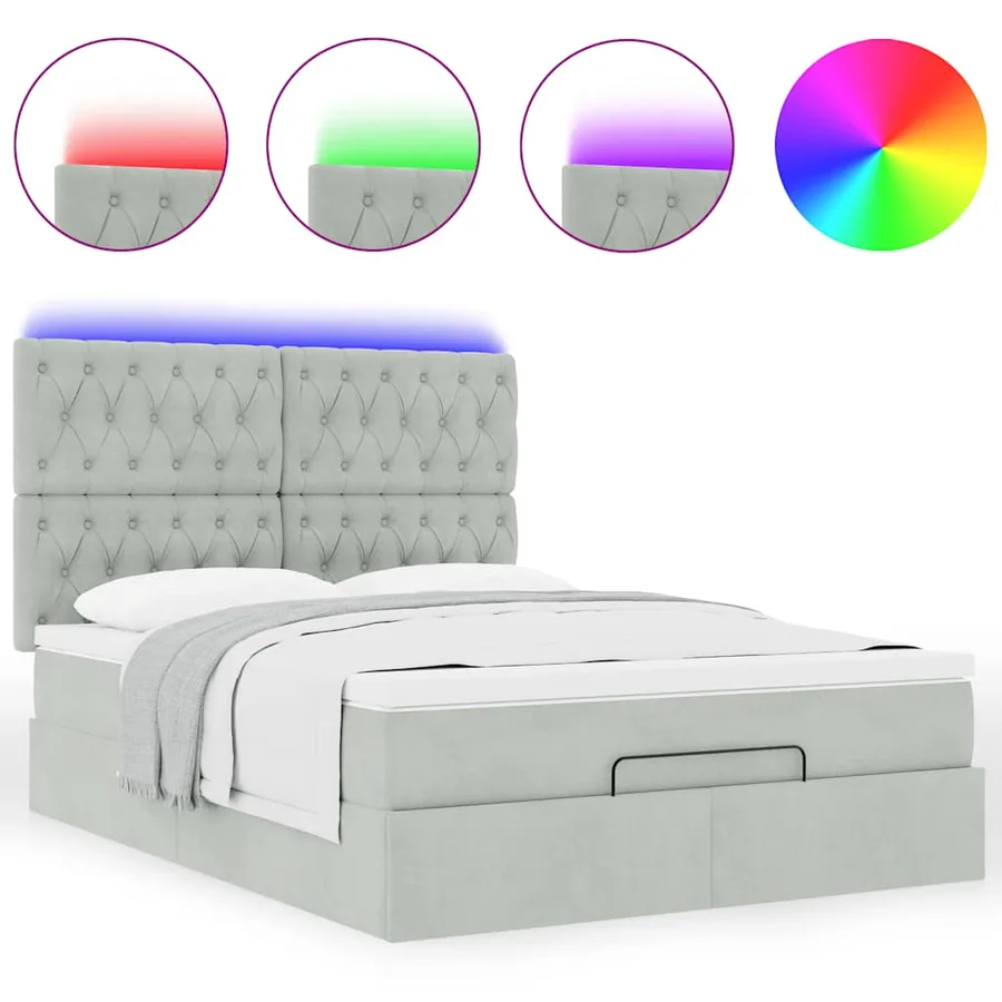 Cadre de lit ottoman avec matelas gris clair 140x200 cm velours - 5
