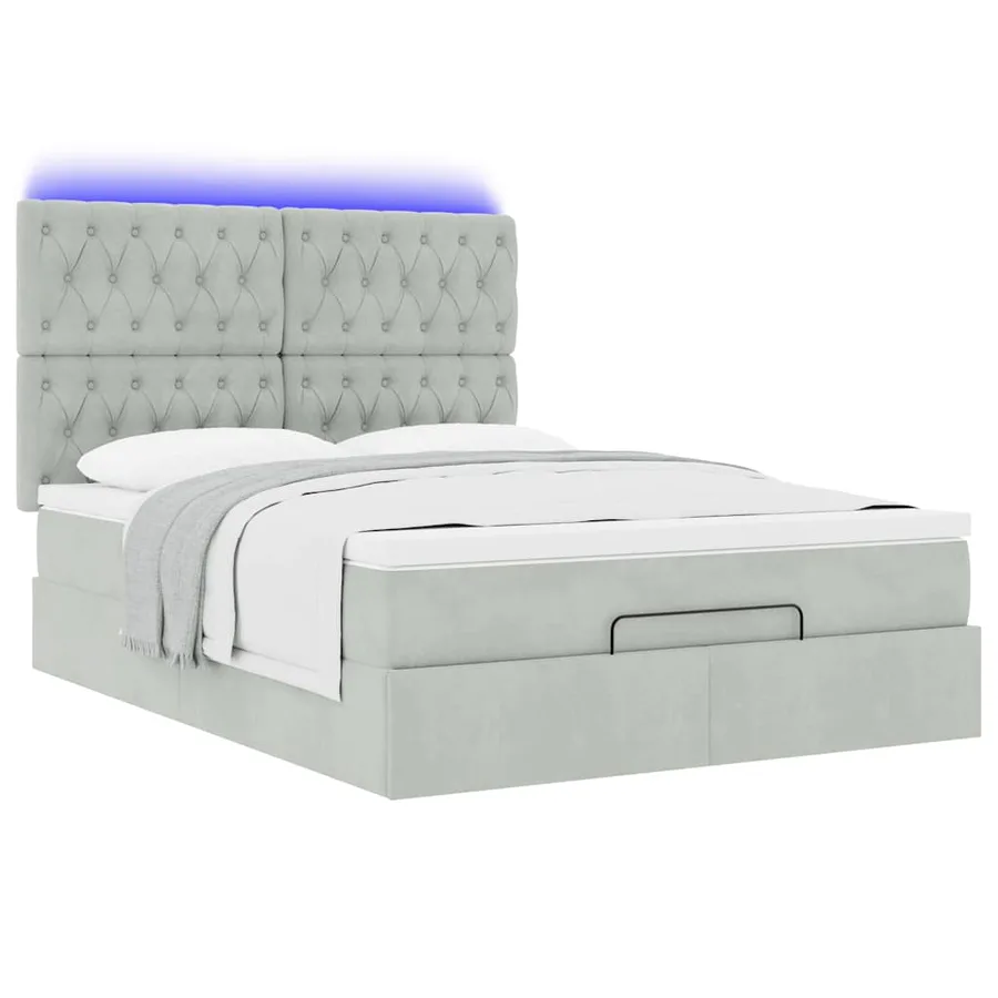 Cadre de lit ottoman avec matelas gris clair 140x200 cm velours - 6