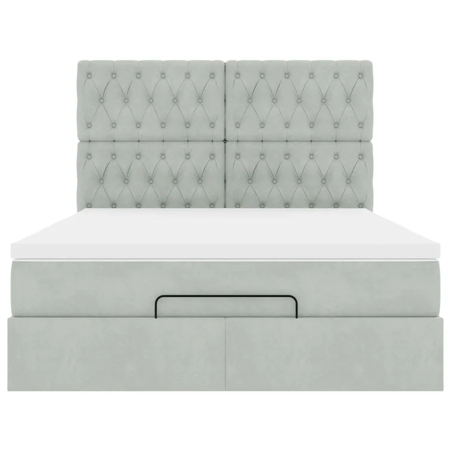 Cadre de lit ottoman avec matelas gris clair 140x200 cm velours - 8