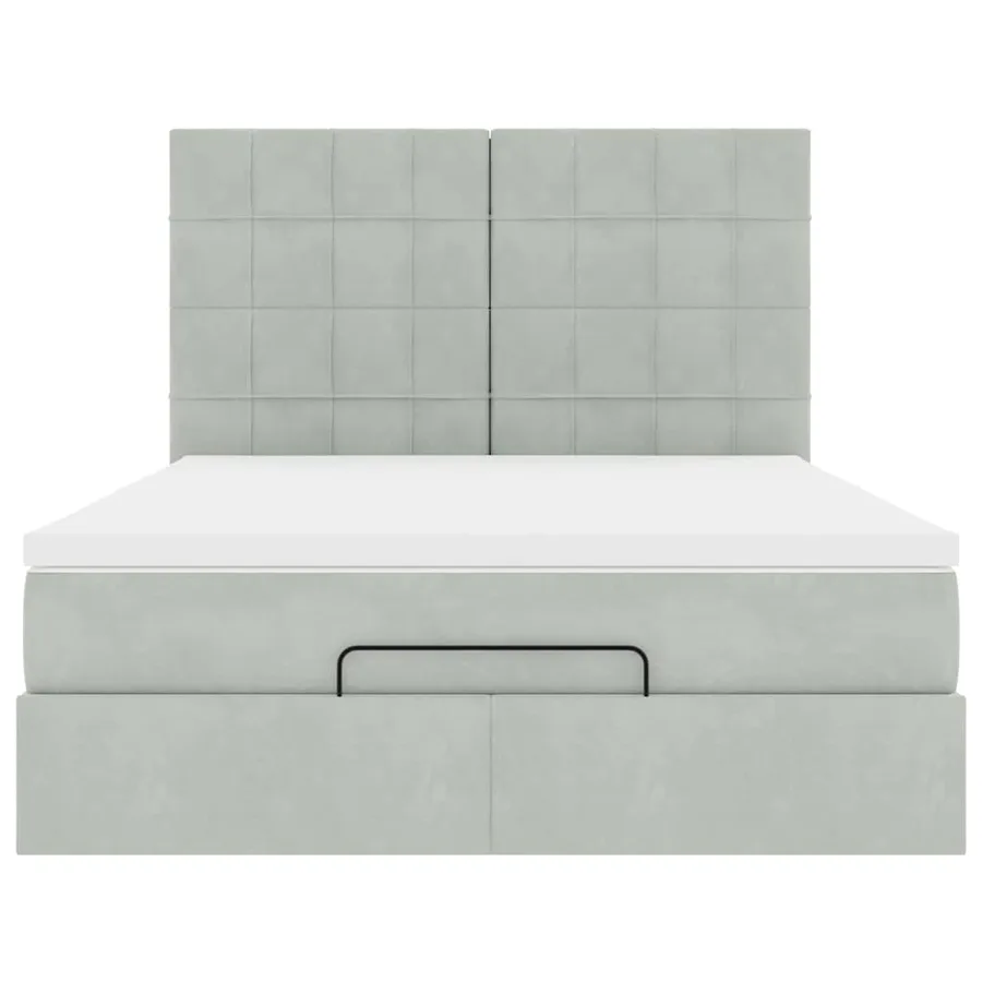 Cadre de lit ottoman avec matelas gris clair 140x200 cm velours - 7