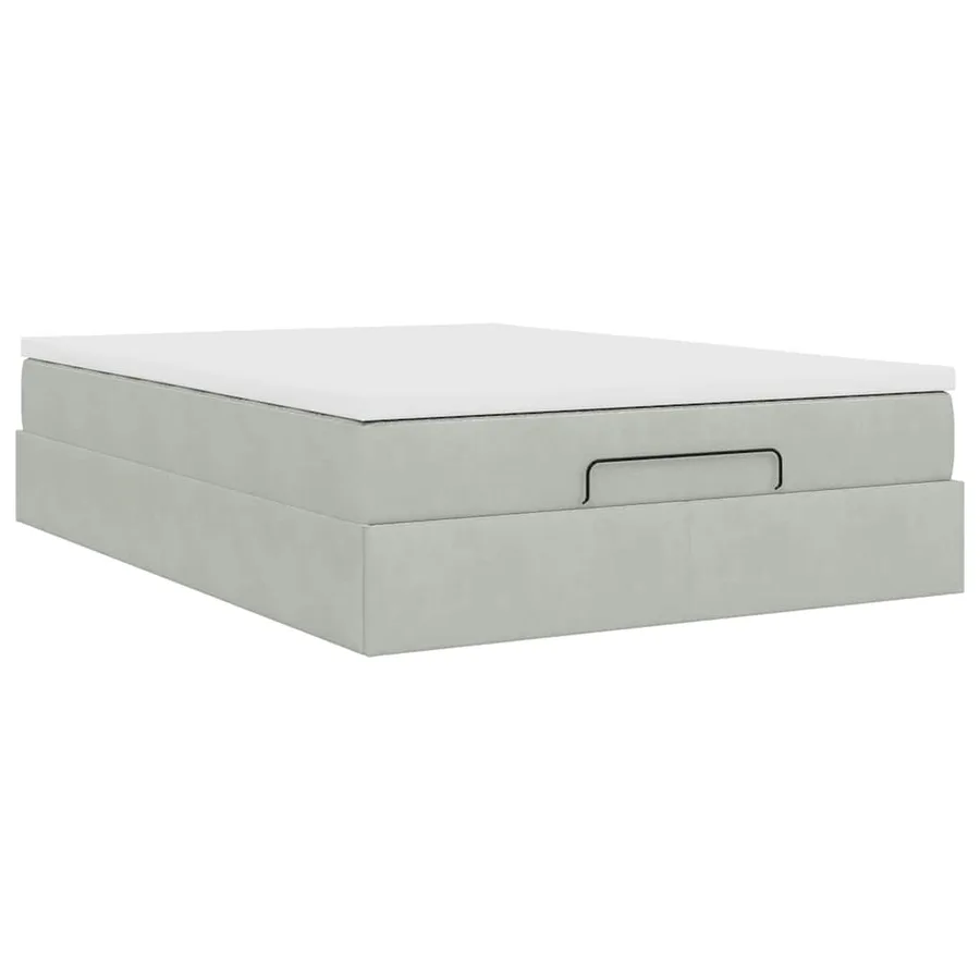 Cadre de lit ottoman avec matelas gris clair 140x200 cm velours - 10