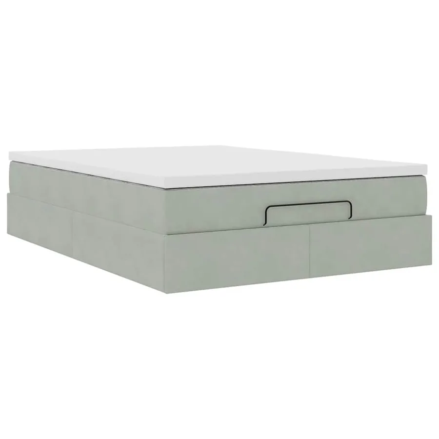 Cadre de lit ottoman avec matelas gris clair 140x200 cm velours - 6