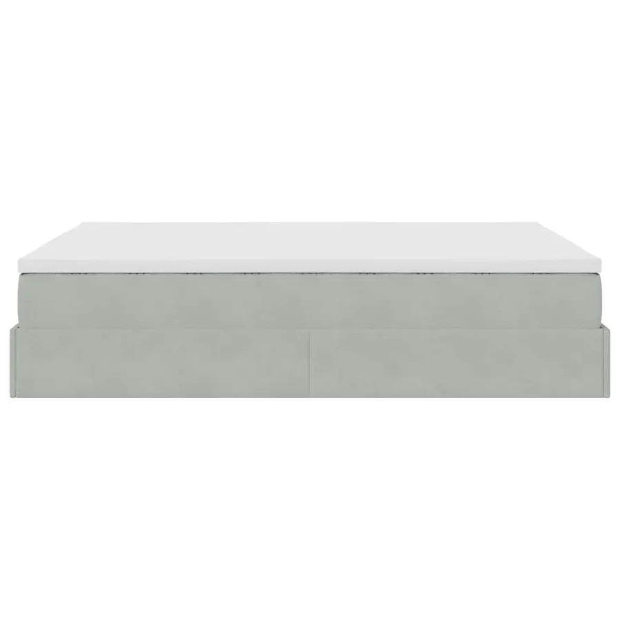 Cadre de lit ottoman avec matelas gris clair 140x200 cm velours - 9