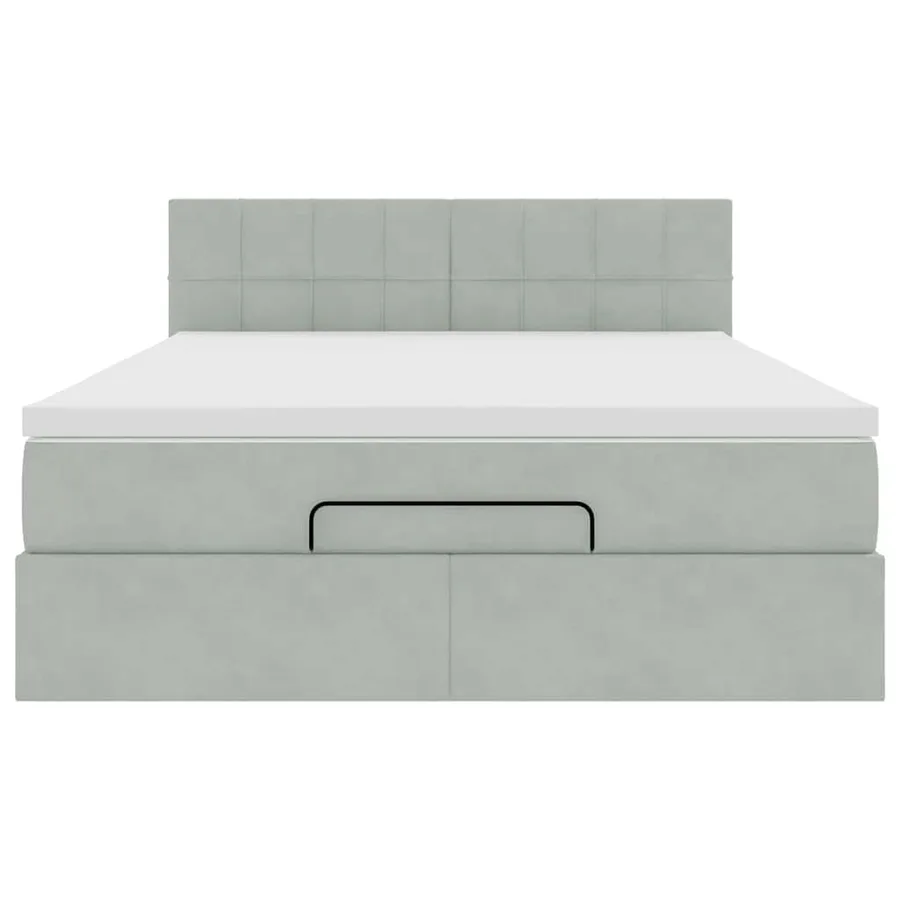 Cadre de lit ottoman avec matelas gris clair 140x200 cm velours - 6