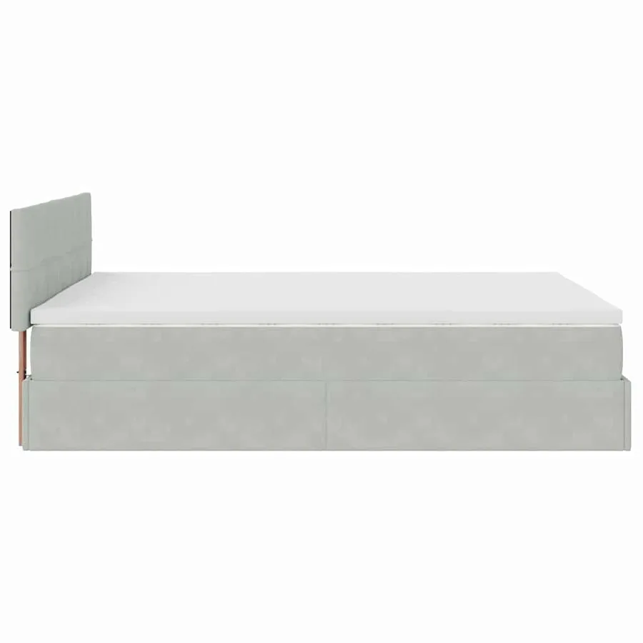 Cadre de lit ottoman avec matelas gris clair 140x200 cm velours - 9