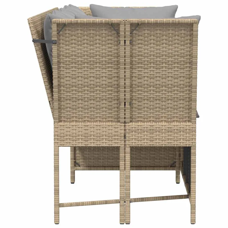 Canapé de jardin avec coussins beige résine tressée - 5