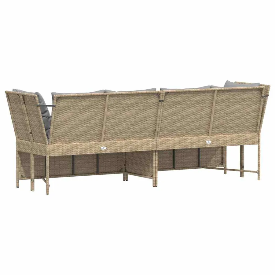Canapé de jardin avec coussins beige résine tressée - 6
