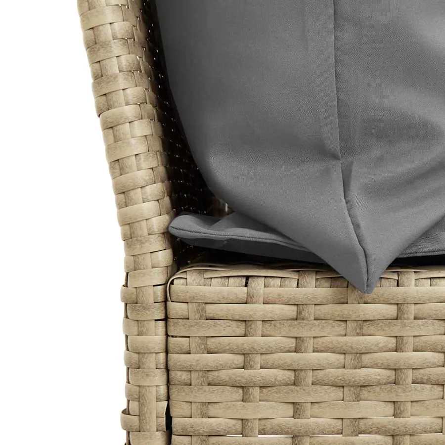 Canapé de jardin avec coussins beige résine tressée - 7