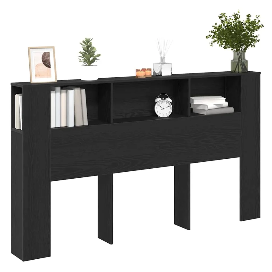 Cabinet de Tête de Lit Chêne noir 180 x 18,5 x 102,5 cm - 3