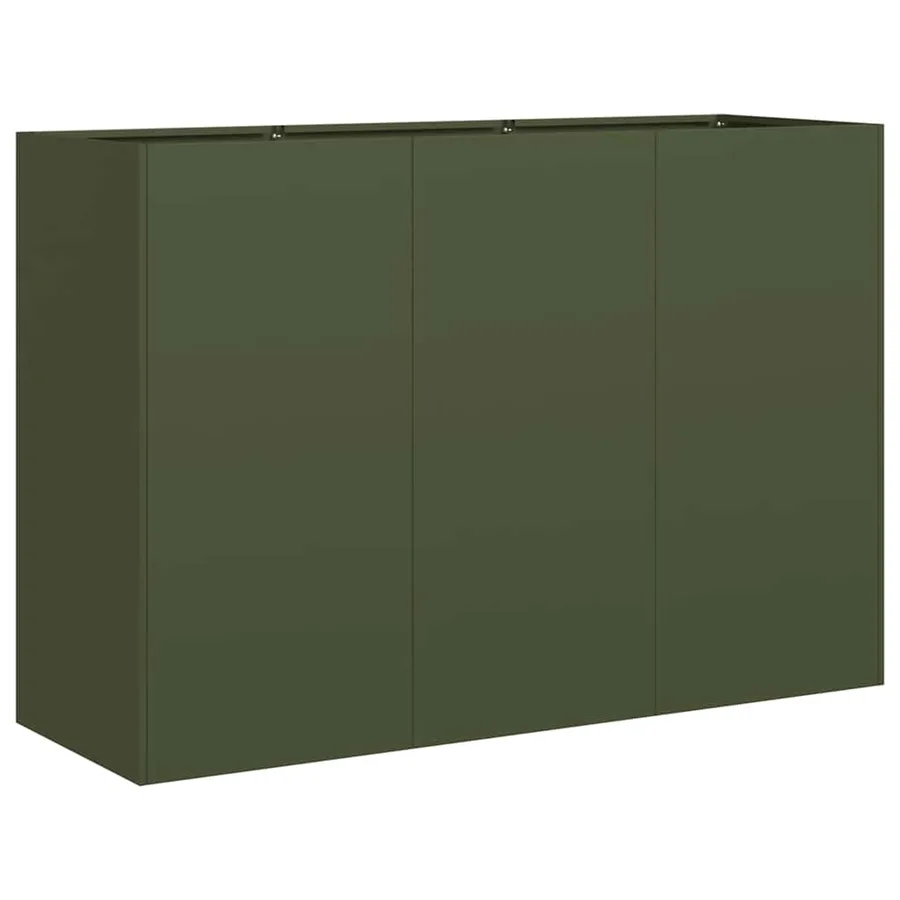 Jardinière vert olive 120x40x80 cm acier laminé à froid - 2