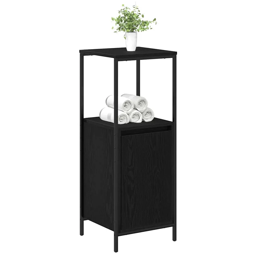 Meuble de salle de bain avec étagères chêne noir 36x35x95 cm - 4