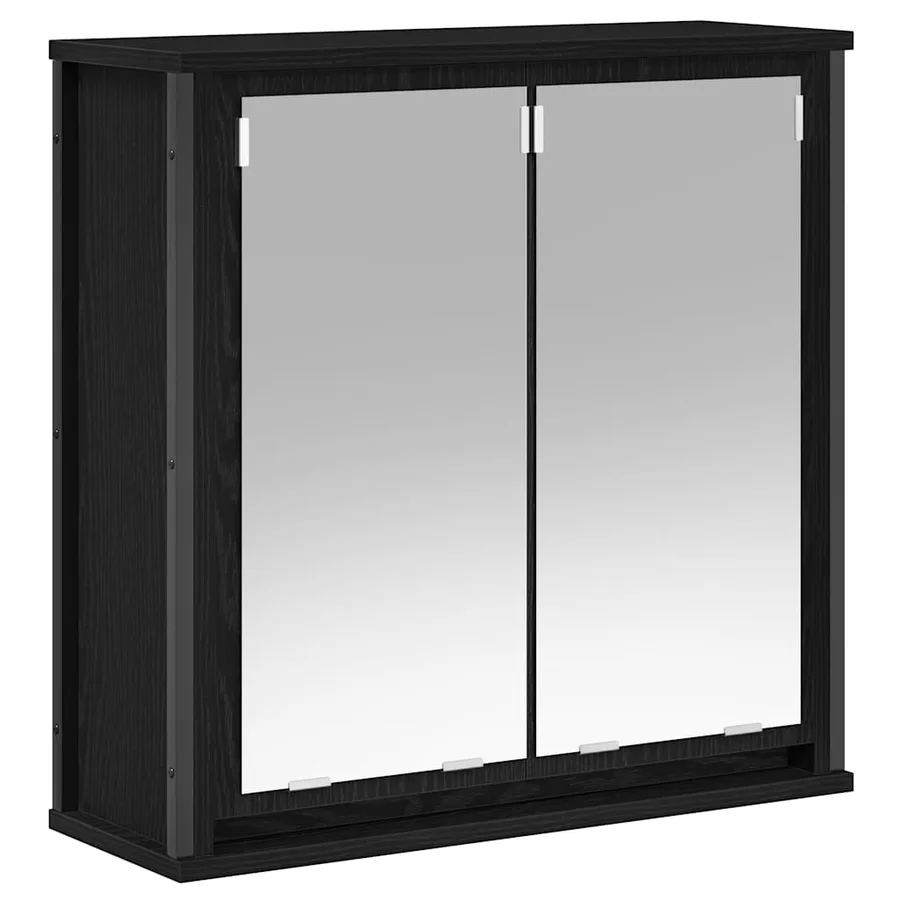 Armoire murale de salle de bain miroir chêne noir 60x21x60 cm - 2