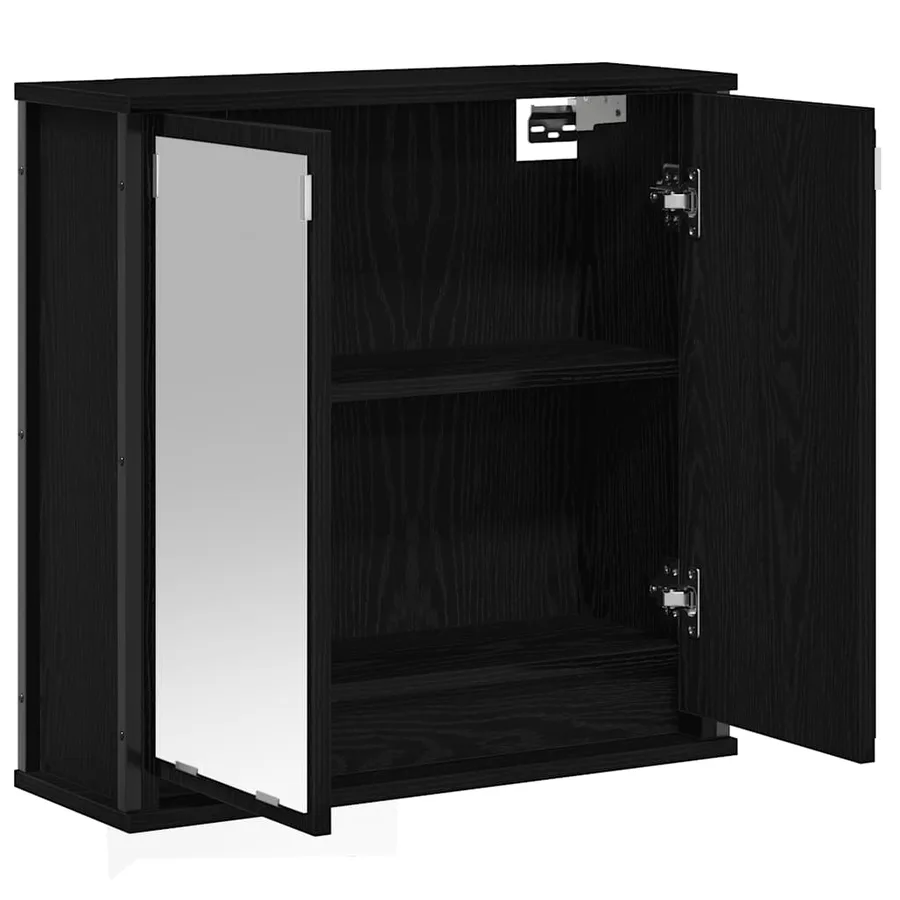 Armoire murale de salle de bain miroir chêne noir 60x21x60 cm - 4
