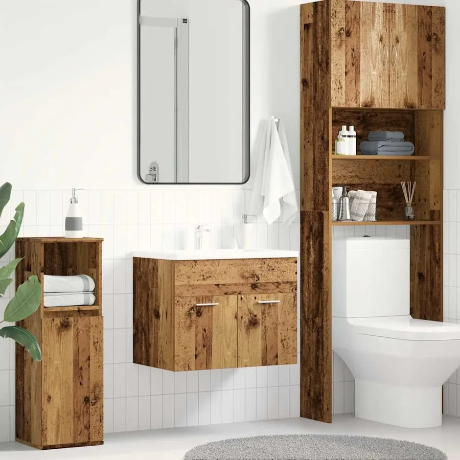 Meuble sous-vasque de salle de bain en bois ancien 60 x 38,5 x 46 cm bois d'ingénierie