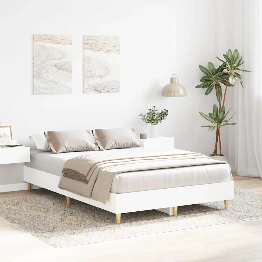 Cadre de lit sans matelas blanc 140x190 cm bois d'ingénierie - 3