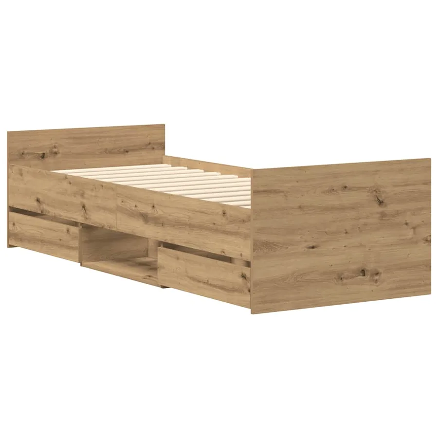 Cadre de lit sans matelas chêne artisanal 90x200 cm - 4