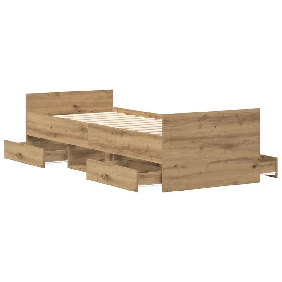 Cadre de lit sans matelas chêne artisanal 90x200 cm - 5