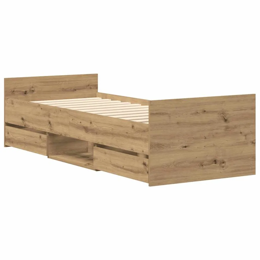 Cadre de lit sans matelas chêne artisanal 90x200 cm - 8