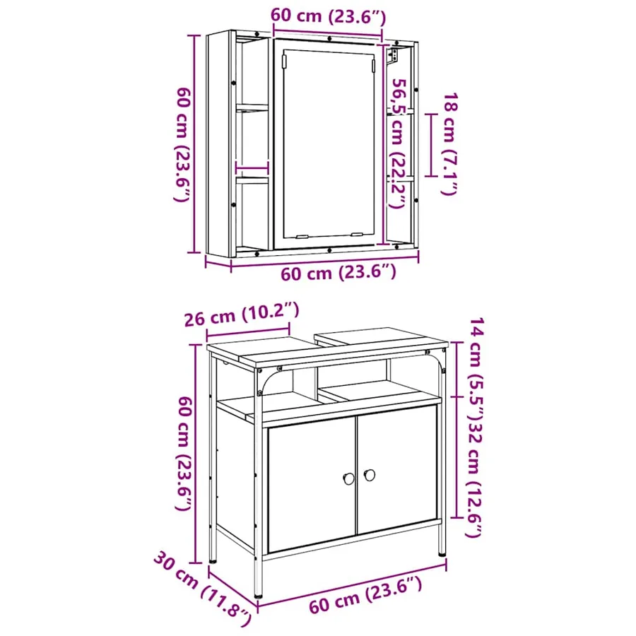 Ensemble de mobilier de salle de bain avec étagère 2 pcs Marron - 11