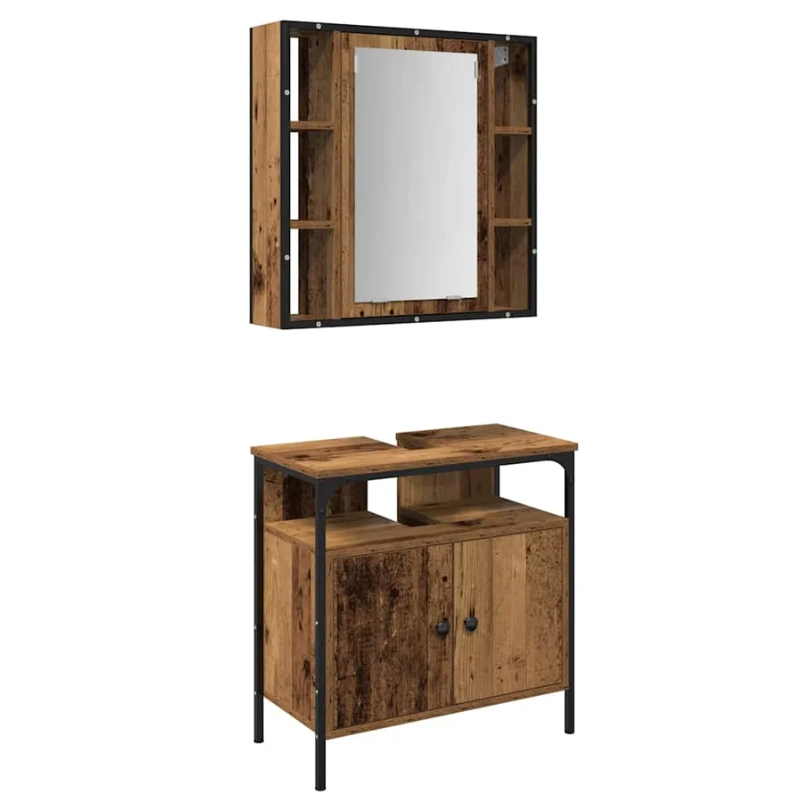 Ensemble de mobilier de salle de bain avec étagère 2 pcs Marron - 2