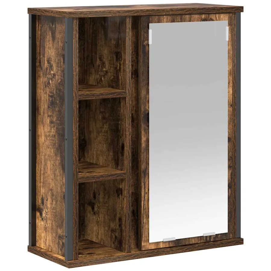 Armoire murale de salle de bain miroir chêne fumé 50x21x60 cm - 2
