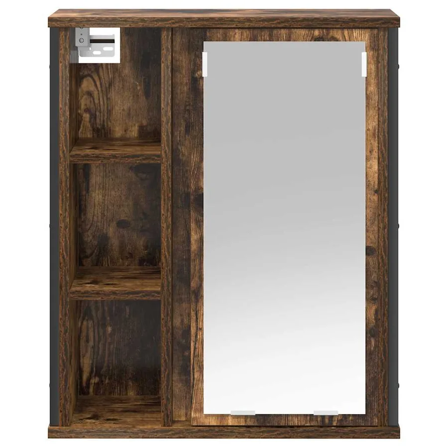 Armoire murale de salle de bain miroir chêne fumé 50x21x60 cm - 6