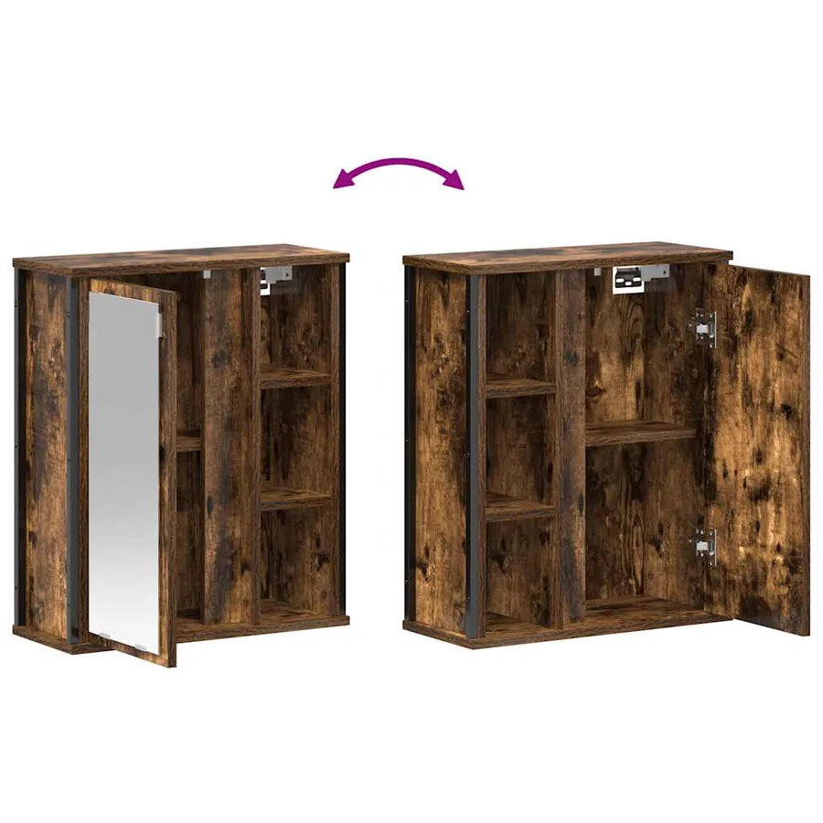 Armoire murale de salle de bain miroir chêne fumé 50x21x60 cm - 9