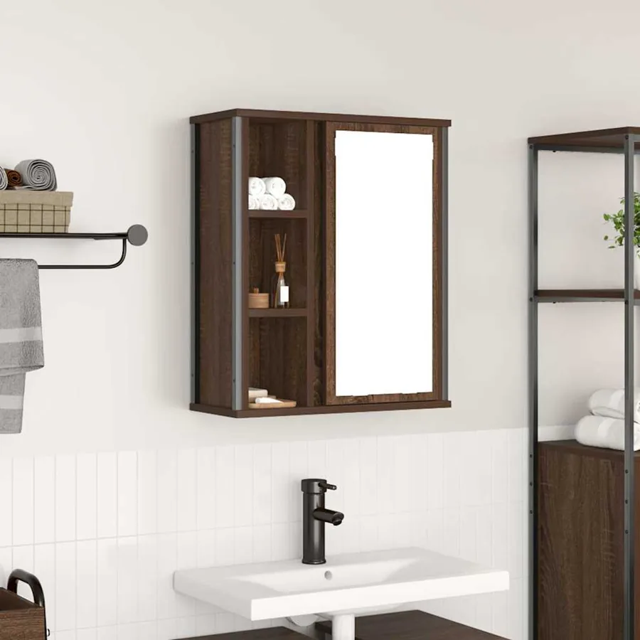 Armoire murale de salle de bain miroir chêne marron 50x21x60 cm
