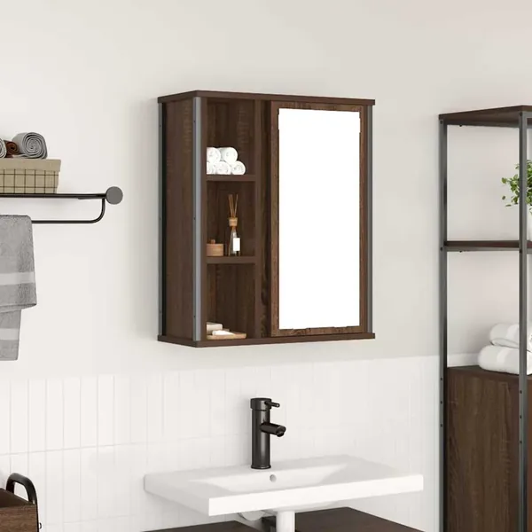 Armoire murale de salle de bain miroir chêne marron 50x21x60 cm