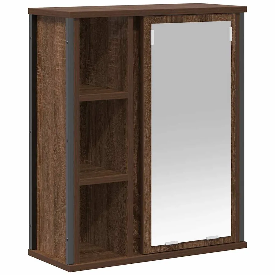 Armoire murale de salle de bain miroir chêne marron 50x21x60 cm - 2