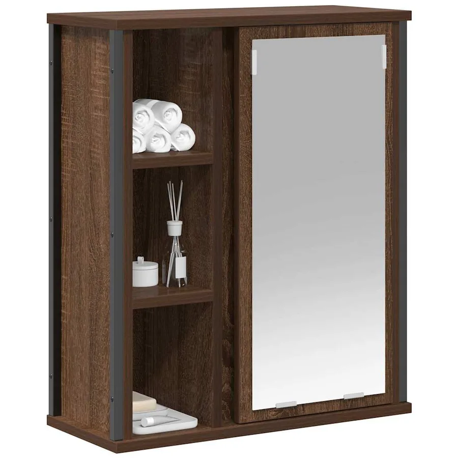 Armoire murale de salle de bain miroir chêne marron 50x21x60 cm - 4