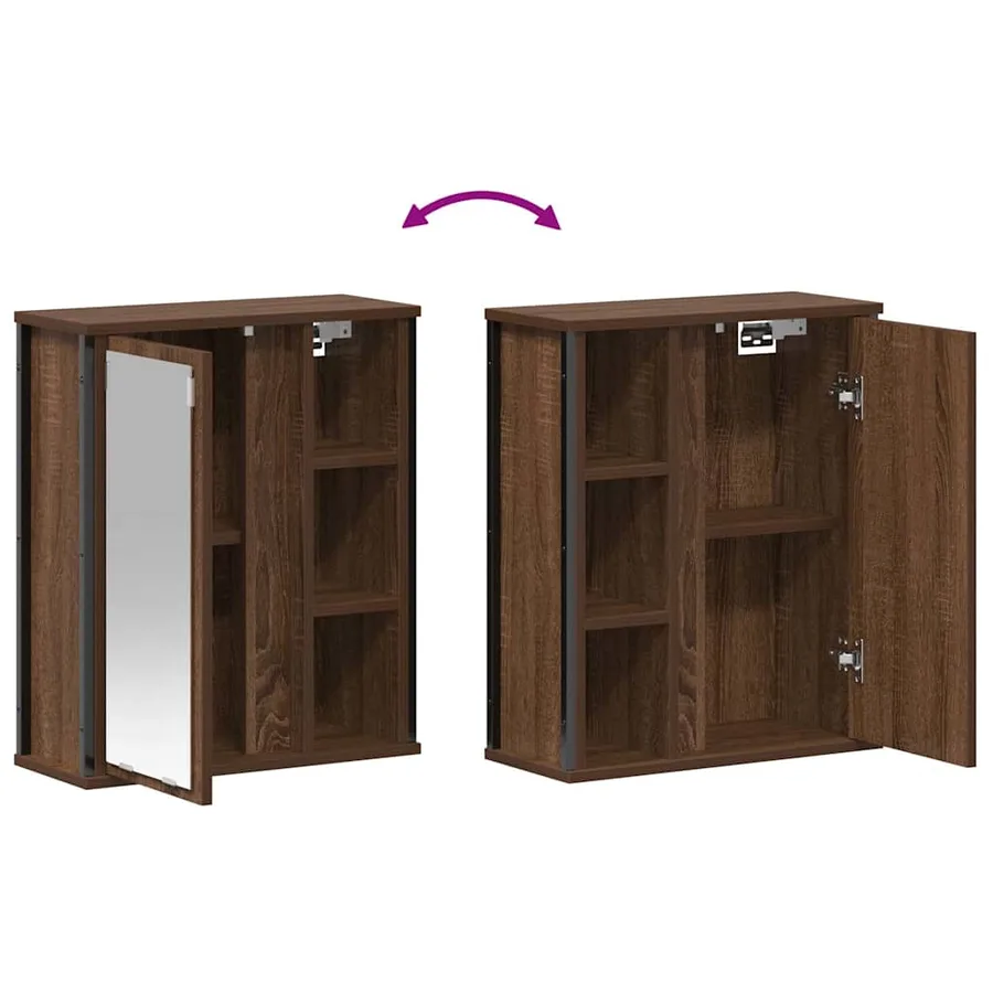 Armoire murale de salle de bain miroir chêne marron 50x21x60 cm - 9