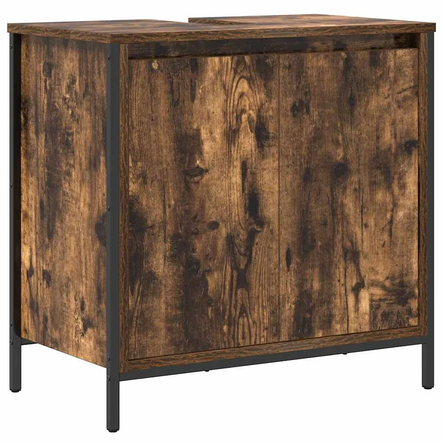 Ensemble de mobilier de salle de bain 3 pcs Chêne fumé et noir - 6