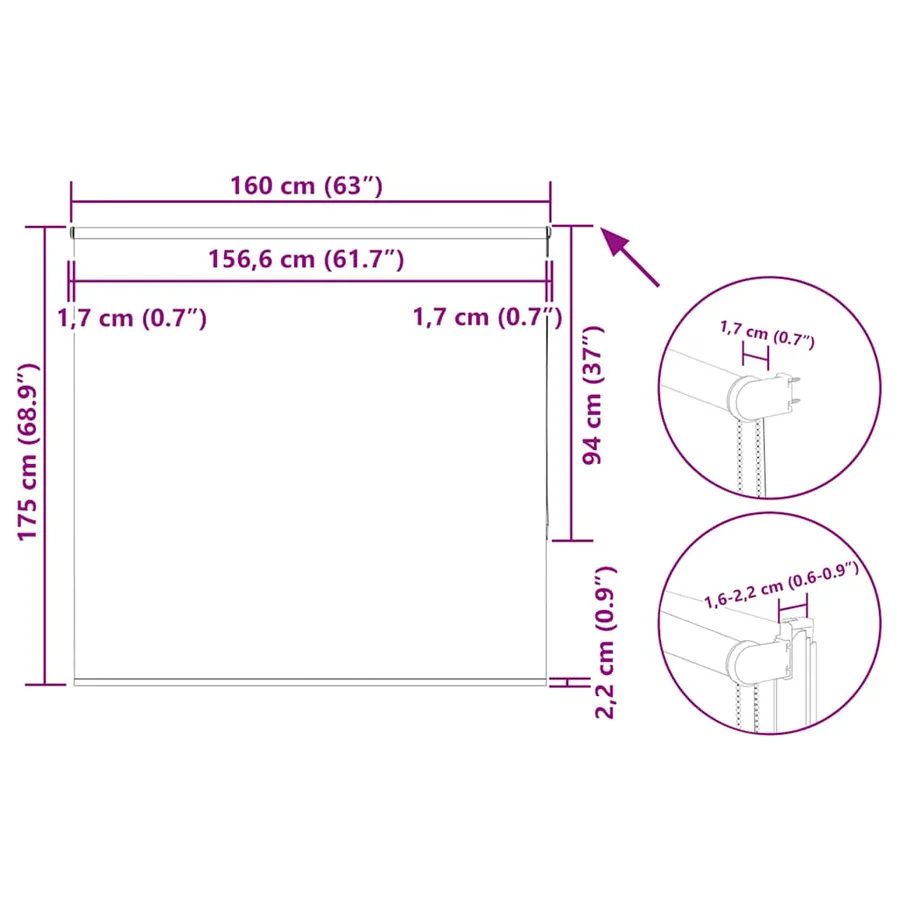 Store enrouleur occultant largeur du tissu 156,6 cm polyester - 18