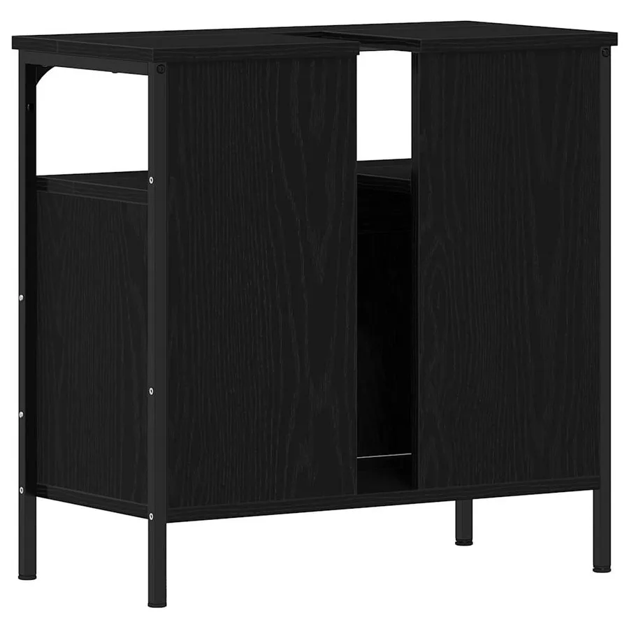 Armoire lavabo de salle de bain chêne noir 60x30x60 cm - 6