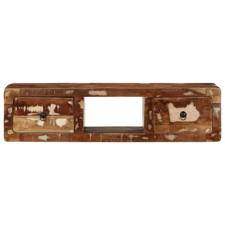Meuble TV mural 100x32x25 cm bois massif de récupération - 2
