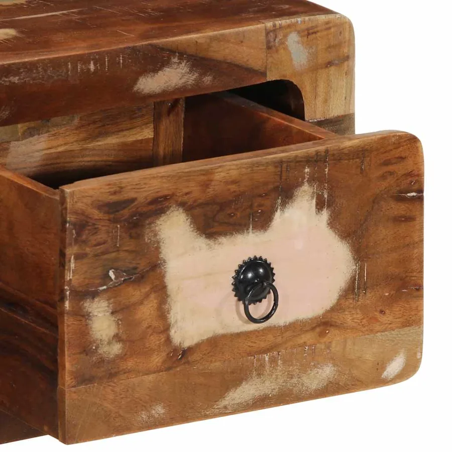Meuble TV mural 100x32x25 cm bois massif de récupération - 6