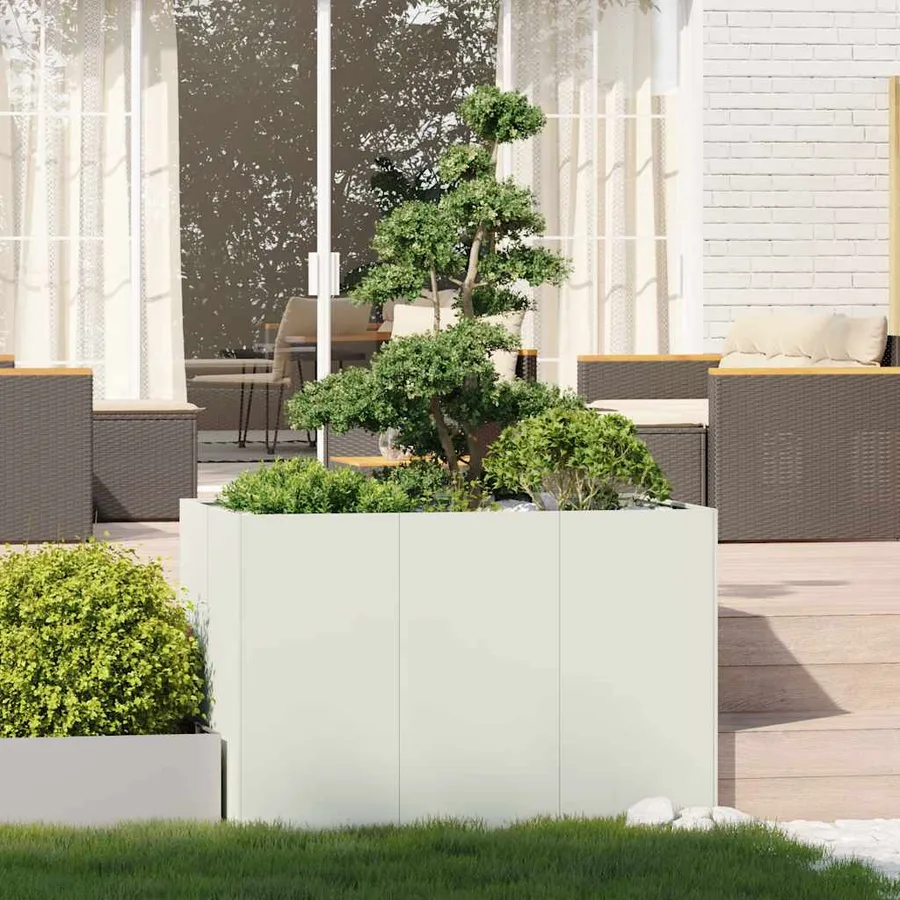Jardinière blanc 120x80x80 cm acier - 3