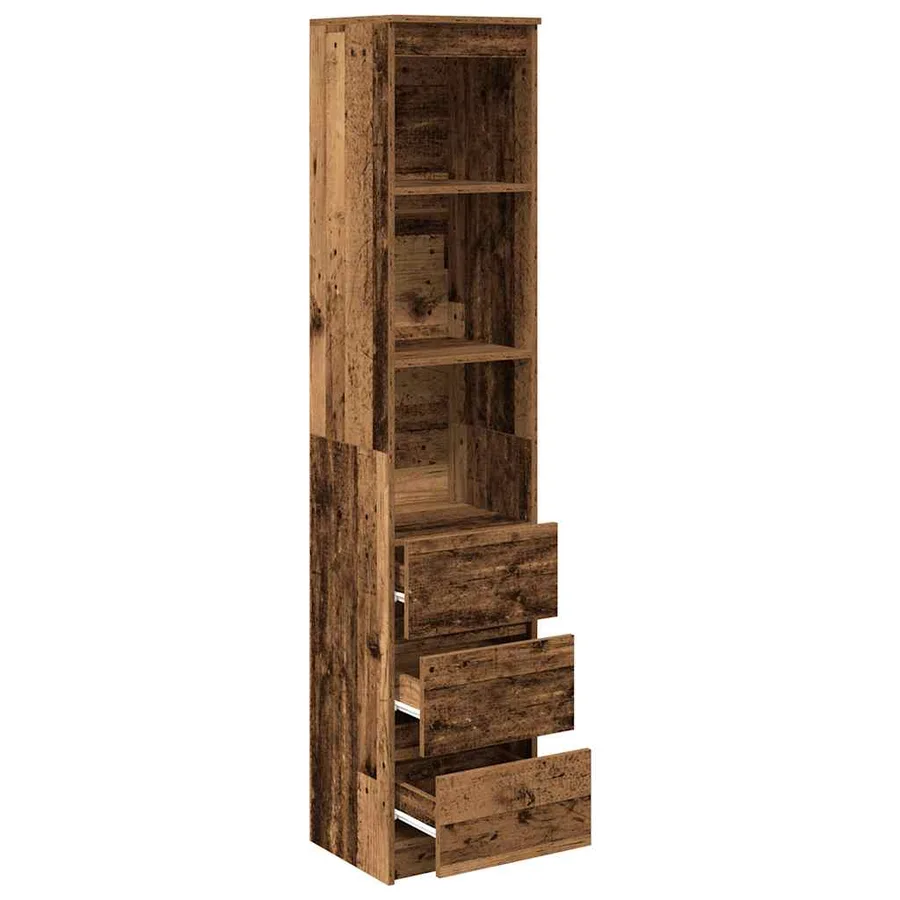 Buffet haut 37,5x35x180 cm vieux bois bois d'ingénierie - 5