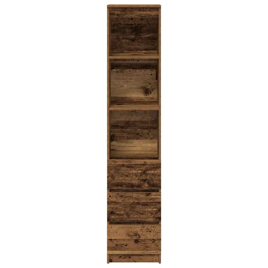 Buffet haut 37,5x35x180 cm vieux bois bois d'ingénierie - 6
