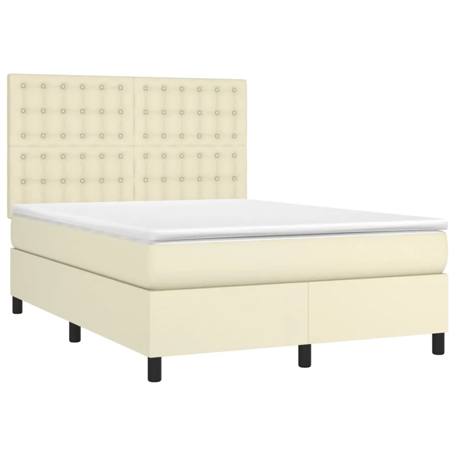 Sommier à lattes de lit avec matelas Crème 140x200cm Similicuir - 3